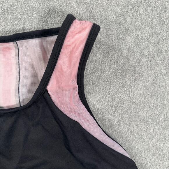 C&C California Racerback Sports Bra Women's Large Black Pink Mesh Stripe Active - Picture 2 of 7